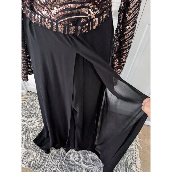 Sequin Jumpsuit Women’s L 12/14 Black Rose Gold Holiday Party Wedding NYE NWT - Picture 4 of 16